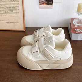 魔术贴板鞋女2025秋季新款丑萌可爱大头学生小白鞋运动厚底休闲鞋