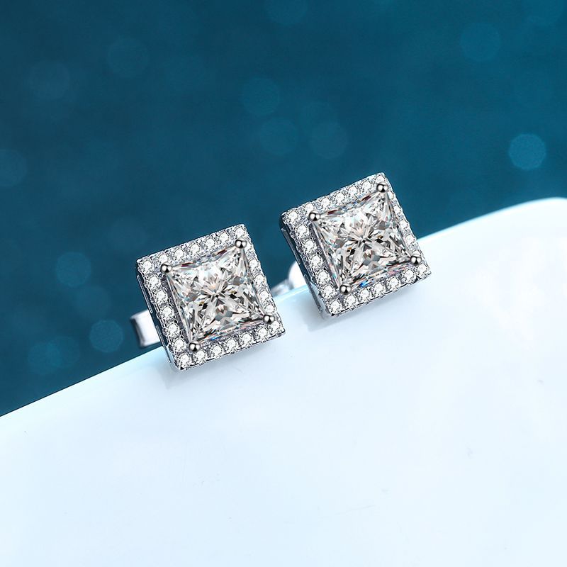 D Colour Moissanite Hoop Earrings In Sterling Silver Four Prong_voghion.com