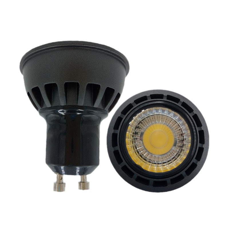 Oscurecimiento LED 5W techo Spotlight 110/230V cáscara de aluminio + lente Negro Soporte de La Lámpara led cob Spotlight