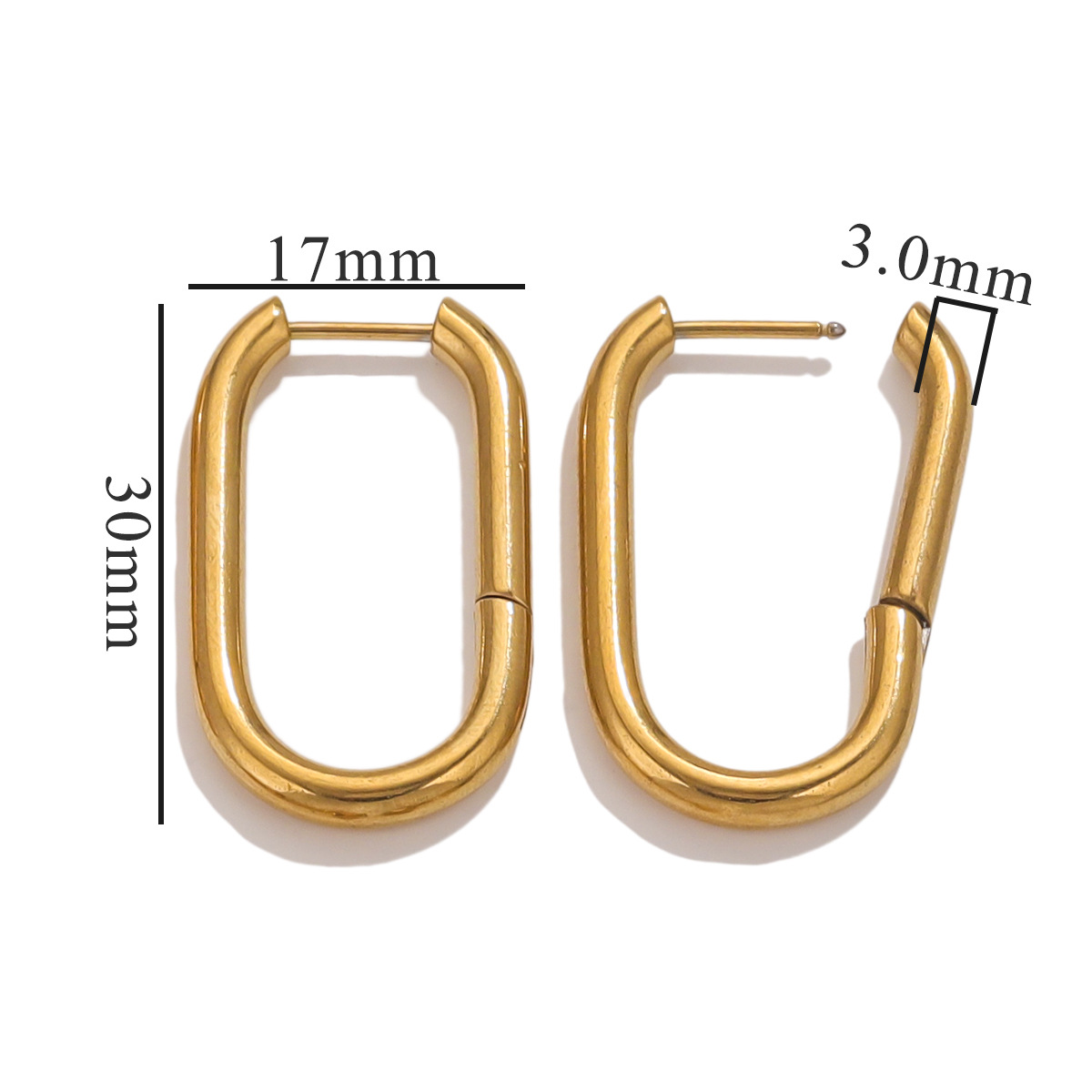 Europa y América de moda pendientes de acero de titanio pernos de orejas de acero inoxidable 304 en forma de U temperamento de diseño retrógrado oval