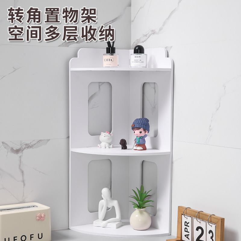 桌面转角三层收纳架木质台式分层学生书桌储物置物架子家用展示架