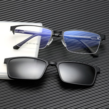 TJ2156近视套镜两用方形男士半框眼镜时尚偏光太阳镜夹片驾驶墨镜