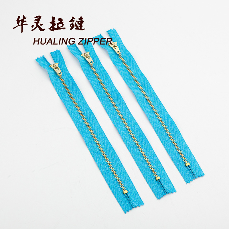 金属拉链3#铜拉链黄铜闭口弹簧头拉链条箱包外套拉链批发15cm