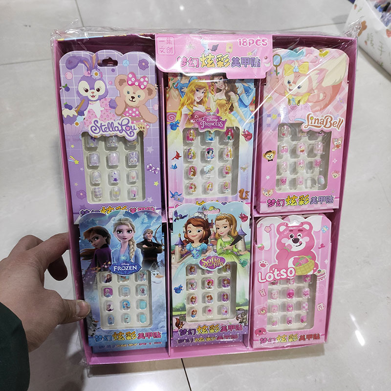 Nuevo desgaste de la serie de mariposa de uñas etiquetas de uñas niñas caja de almacenamiento transparente etiquetas de uñas falsas niñas etiquetas de uñas cortas