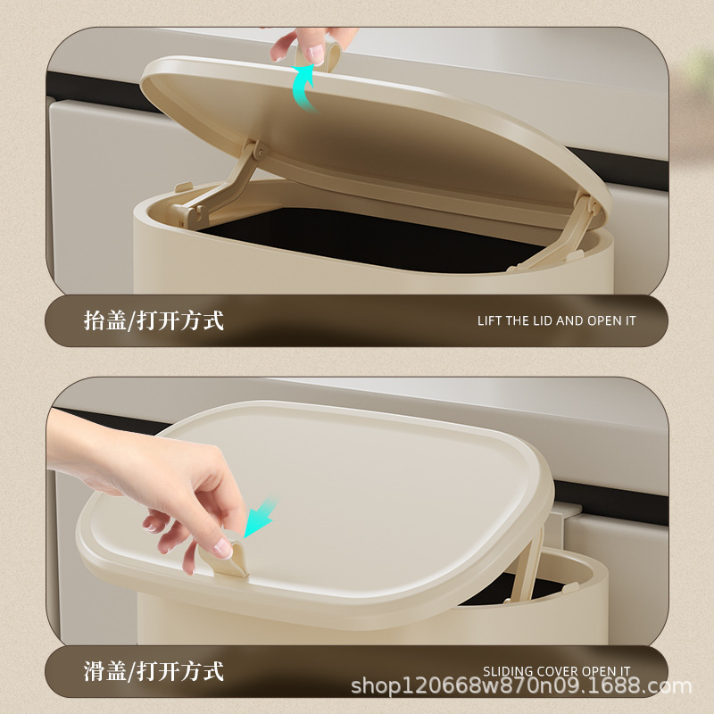 中古奶油垃圾桶壁挂式家用厨房专用免弯腰厕所垃圾大号厨余收纳筒|undefined