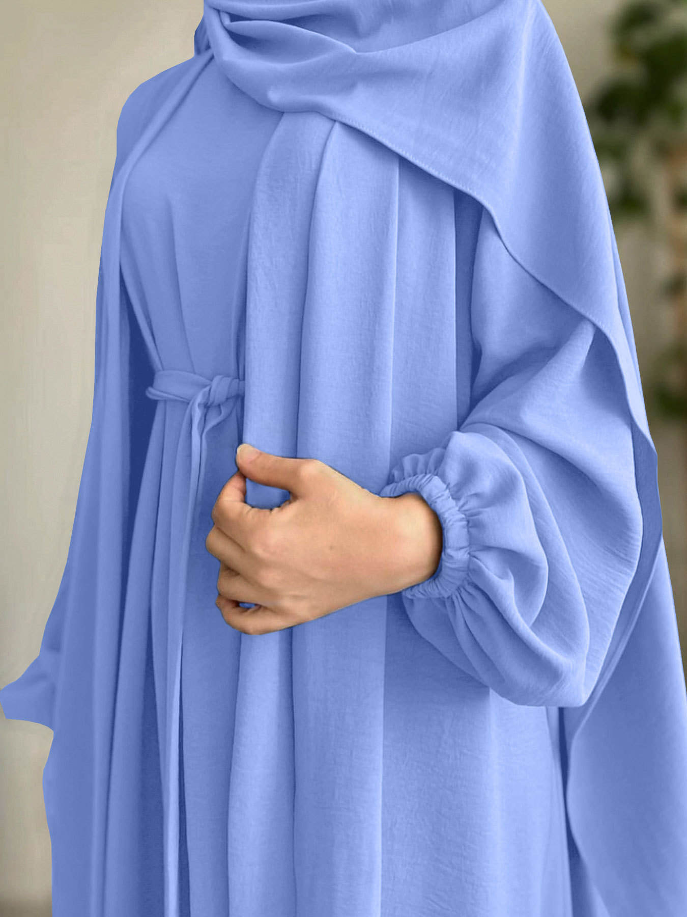 2025 Spring New Arrival Turkey Dubai Solid Color Two-Piece Women's Robe Dress_ecoleips.com