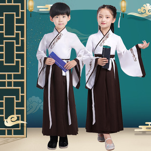 Children hanfu warrior swordsman cosplay performance gown for boy classics suit chorus suits Chinese  Chinese Confucius learning performance robe