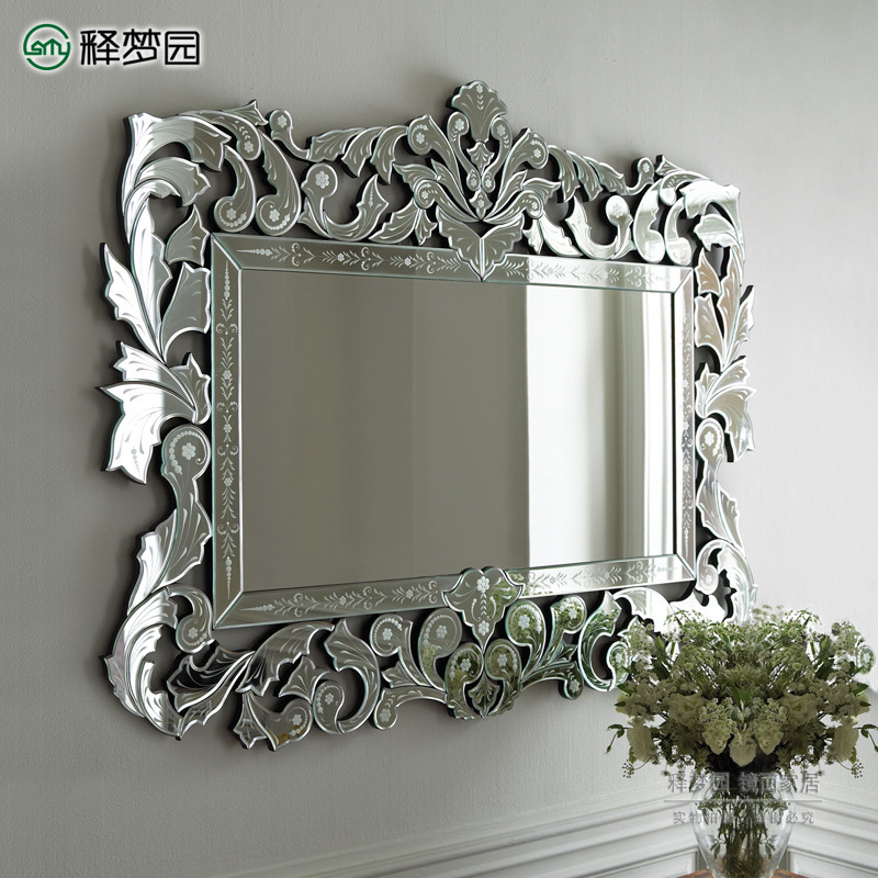 European-style carved mirror decorative mirror porch mirror bathroom mirror Venetian mirror neoclassical post-modern M0408 European-style carved mirror decorative mirror porch mirror bathroom mirror Venetian mirror neoclassical post-modern M0408