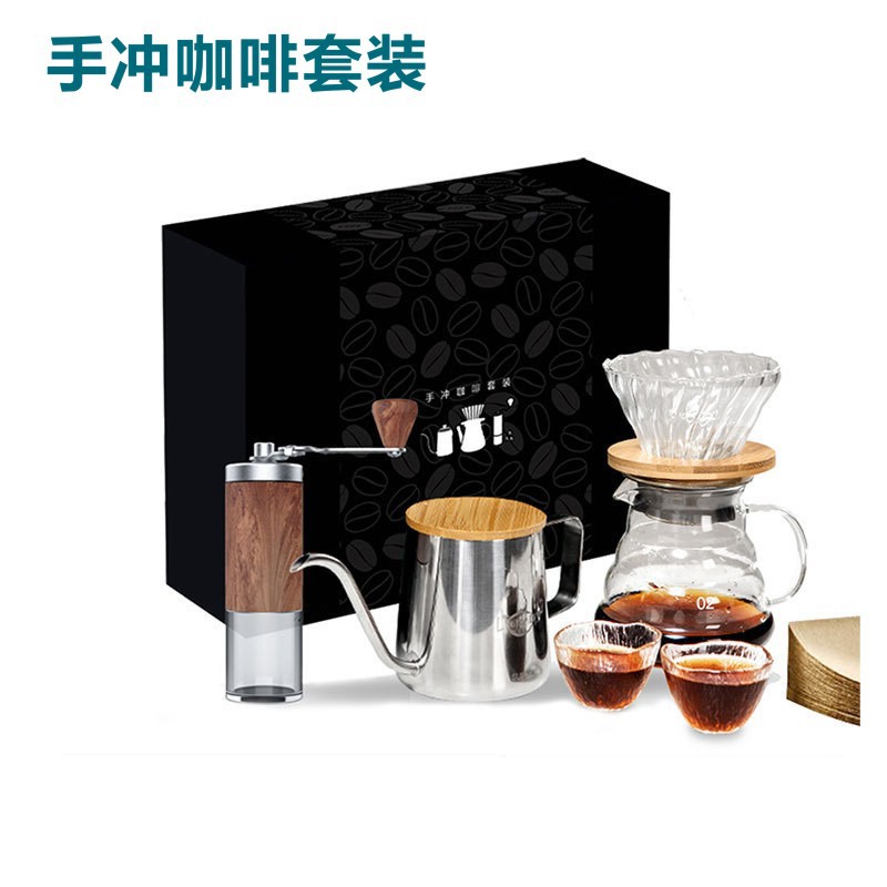 Juego de café hecho a mano, juego de cafetera, olla hecha a mano, molinillo, filtro, juego de utensilios, regalo, lugar para el hogar