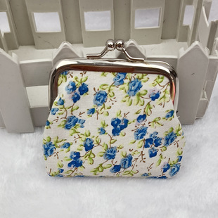 3inch Floral Fabric Creative Floral Coin Purse Mini Clasp Bag Pastoral Fabric Small Gift Storage Bag