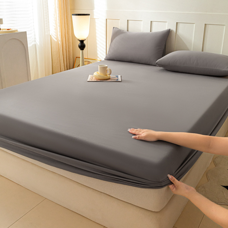 2024 nueva clase A de algodón simple color sólido cepillado de un solo producto funda de cama a prueba de polvo cubierta protectora de colchón todo incluido cuatro