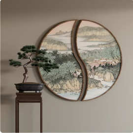 客厅装饰画入户玄关铁艺吊杆画中国风立体装置画酒店餐厅挂画