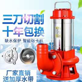 切割式不锈钢污水泵 抽粪泵带刀化粪池吸粪泵220v沼气泥浆排污泵
