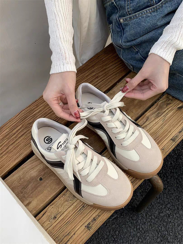 2025 春の新本革フラットトレーニングシューズ女性の多用途カジュアルスポーツシューズレトロスタイルフォレストシューズイン|undefined