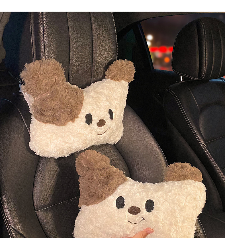 Car headrest neck pillow a pair of female driver pillow cute puppy car pillow car seat waist neck pillow