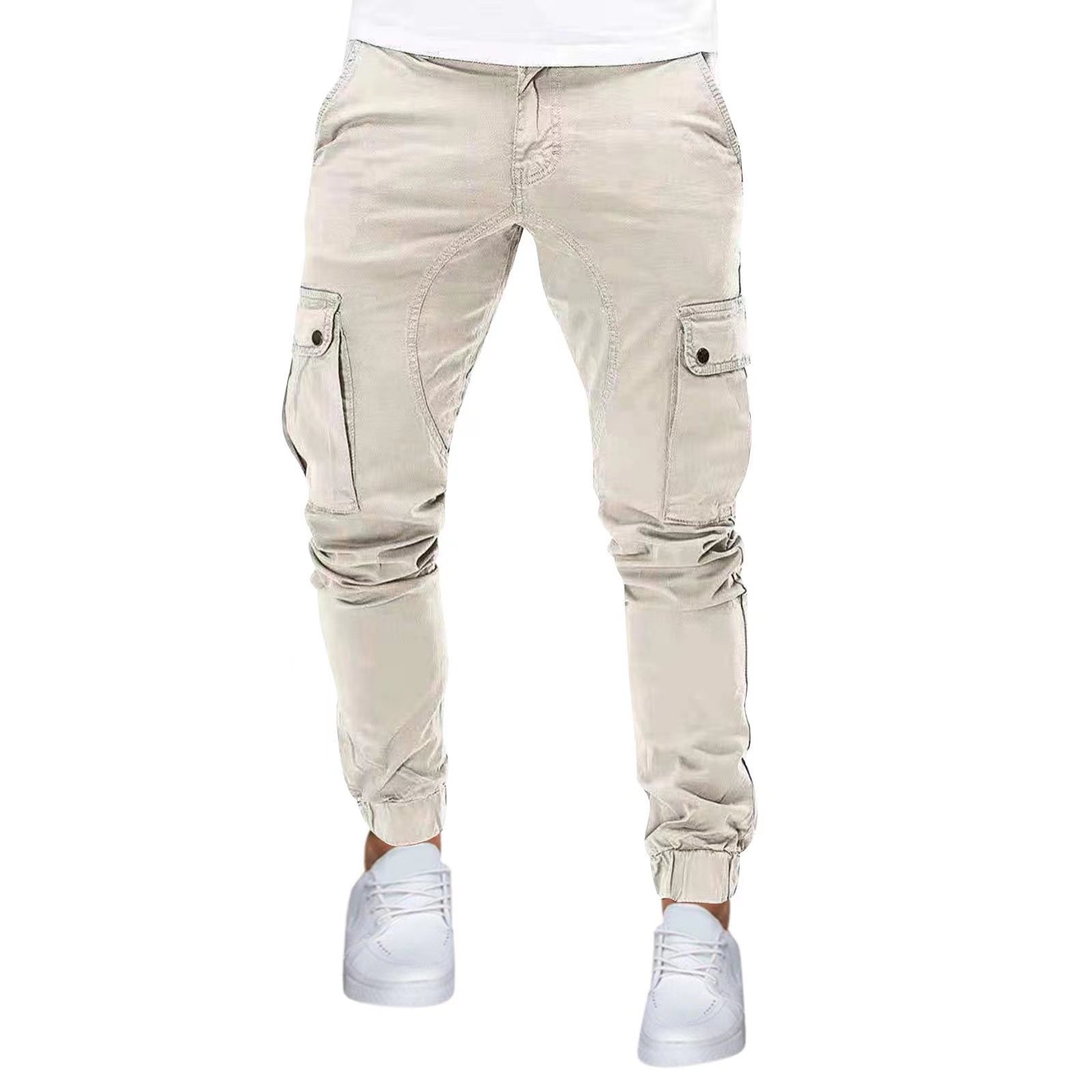 Autumn New Men's Cargo Pants Mens Overalls Multi-pockets Solid Color Pants Trousers Slim Fit Jogging_voghion.com