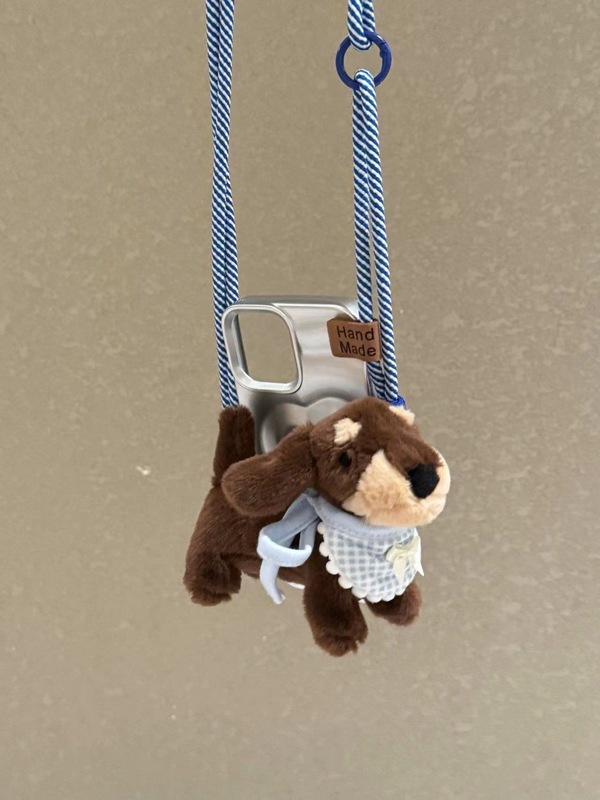 かわいい漫画ダックスフント犬携帯電話バッククリップクロスボディチェーンぬいぐるみ電話ストラップアクセサリー|undefined