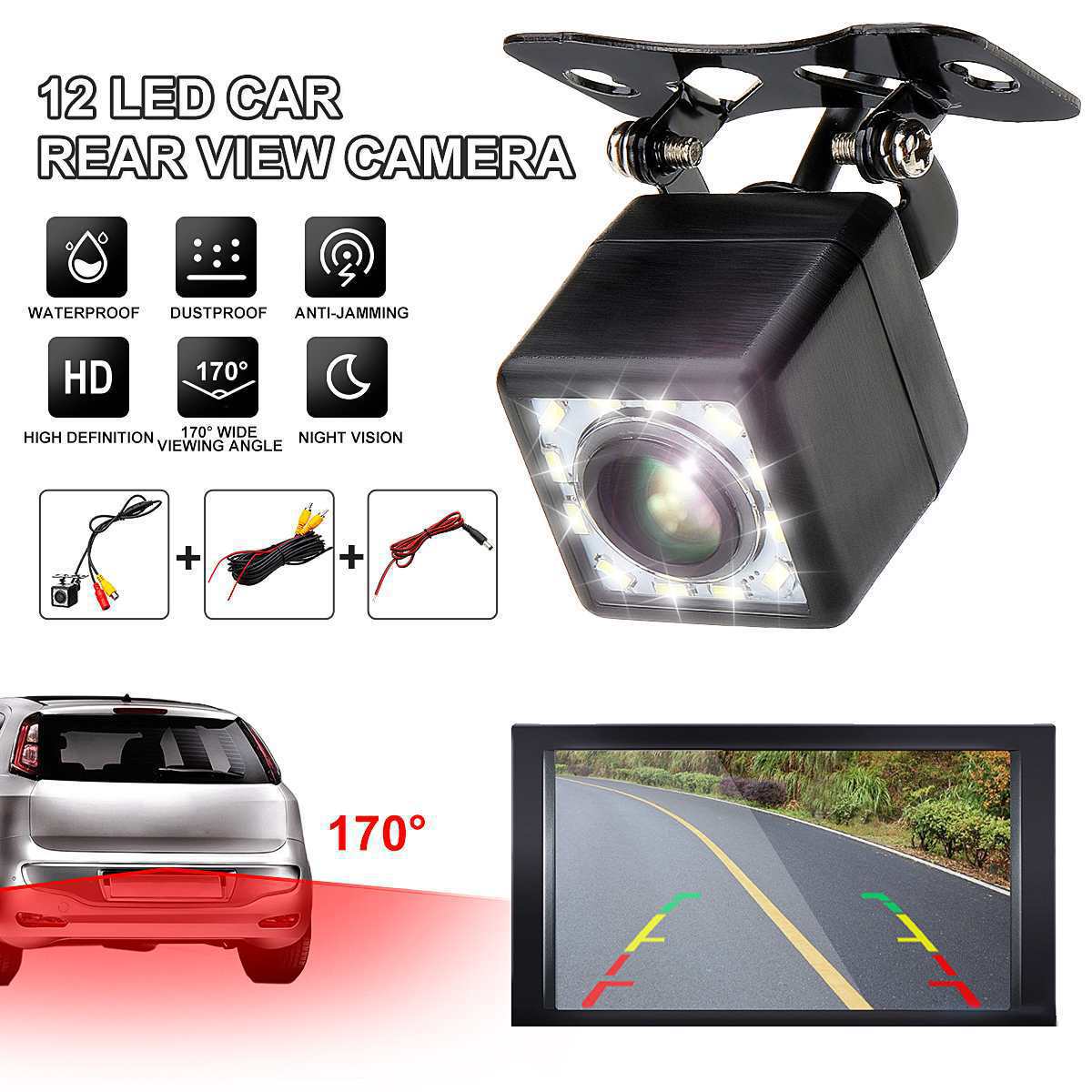 Reversing Rear View High-Definition Night Vision Car Image Ahd Universal Car Panoramic Track Ccd Camera 12 Lights