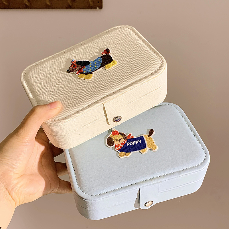 Original Puppy Jewelry Box for Women Portable Large Capacity Necklace Ring Earrings Earrings Hand Jewelry Storage Box
