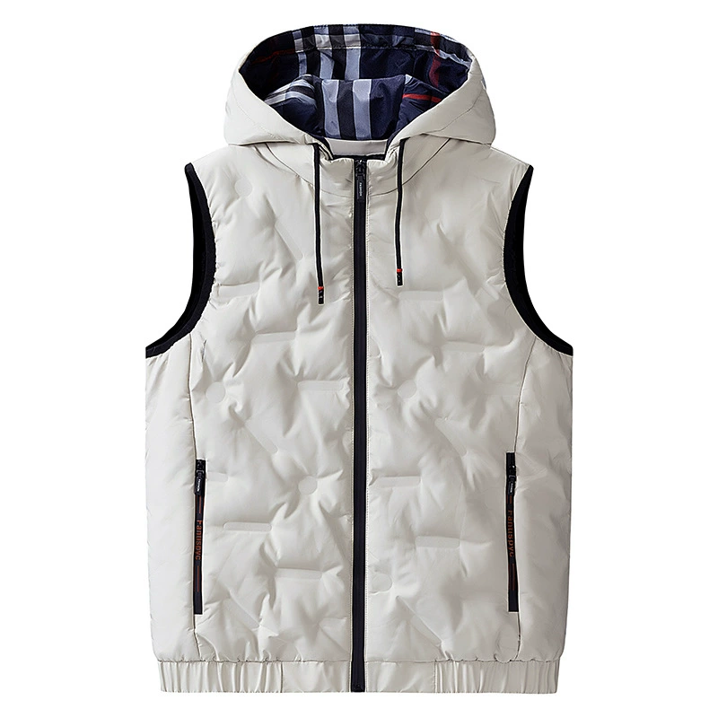 Warm long-sleeve, down jacket, keep warm vest for leisure with hood sleevless