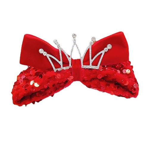 New Year Hair Accessories Children's Hairpin Little Princess Crown Bow Red New Year Hairpin Girls Happy New Year Headwear