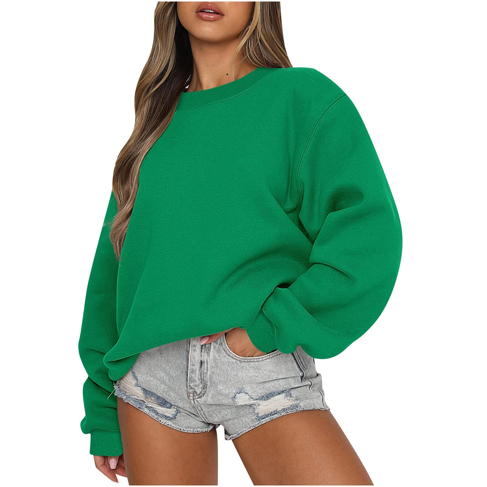 Mujeres 2023 otoño moda casual manga larga de cuello redondo sudadera suelta con capucha fleece y2g