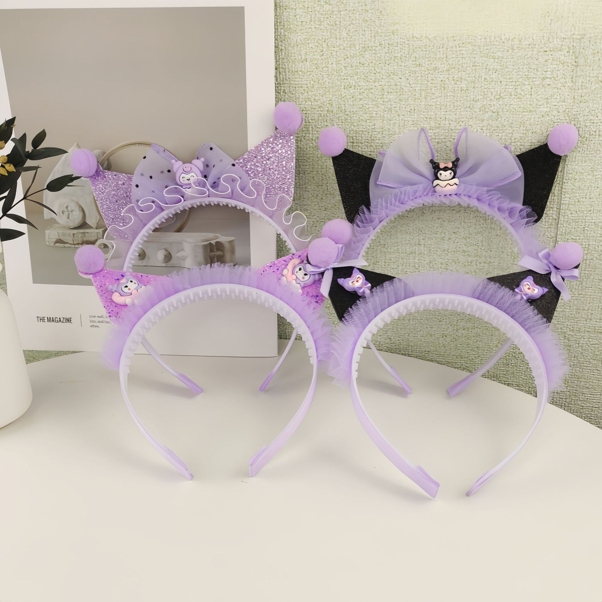 Kulomi niños bandas de cabello niñas lindas caricaturas coronas bandas de cabello princesa foto show tarjetas de cabello niñas adornamientos de cabello