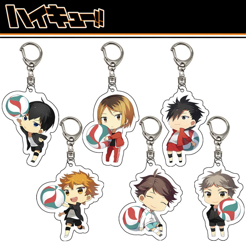 Акриловый брелок (PQ Junior) персонажи Haikyuu!!, 6–6,5 см x 3 мм, кольцо из нержавеющей стали