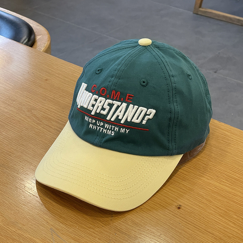 Sombrero de alta calidad mujer pareja contraste color medio suave superior gorra de béisbol primavera y verano estilo coreano carta bordado color a juego gorra de pico Masculino