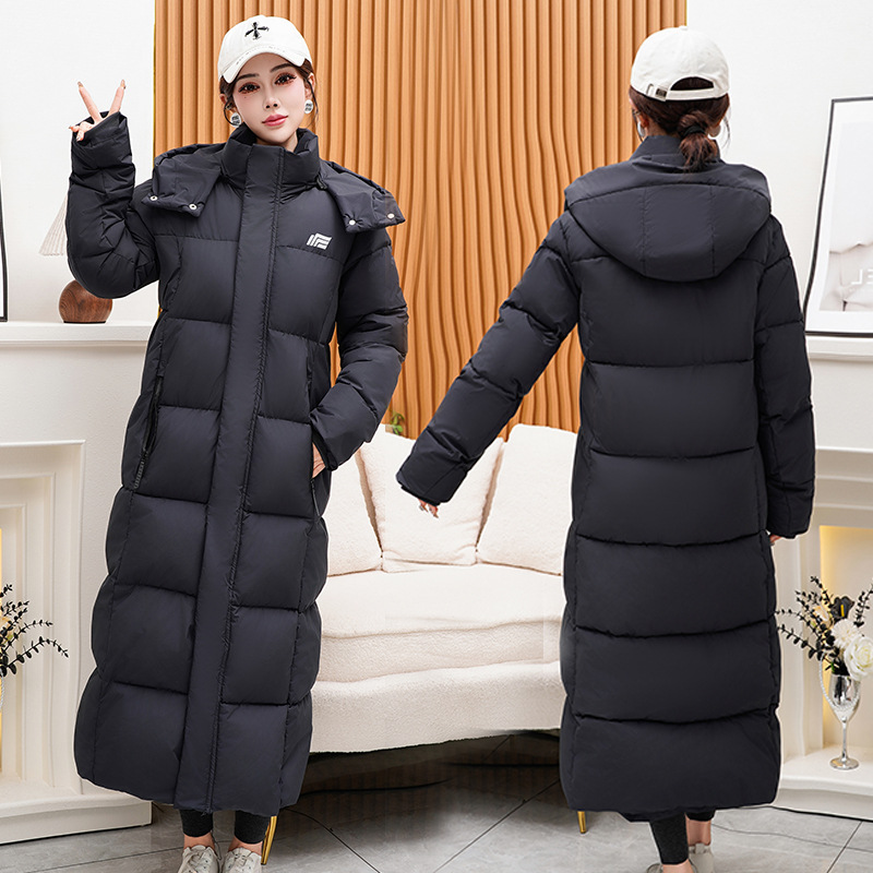 Ropa de algodón larga para mujeres de rodilla a tobillo gruesa ropa de algodón de invierno 2025 nueva explosión chaqueta de algodón de arte