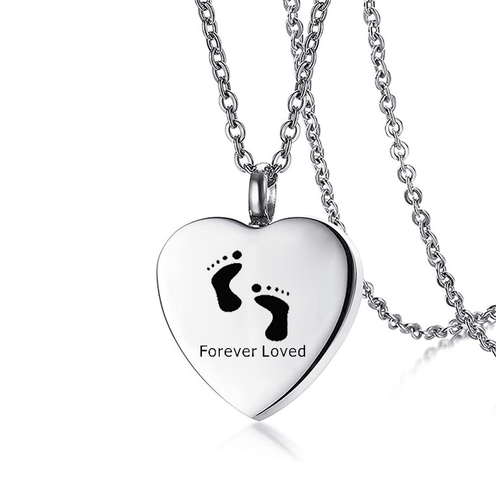 Amazon caliente de acero inoxidable cenizas en forma de corazón colgante conmemorativo mascota gato perro cenizas sigue siendo collar puede ser grabado