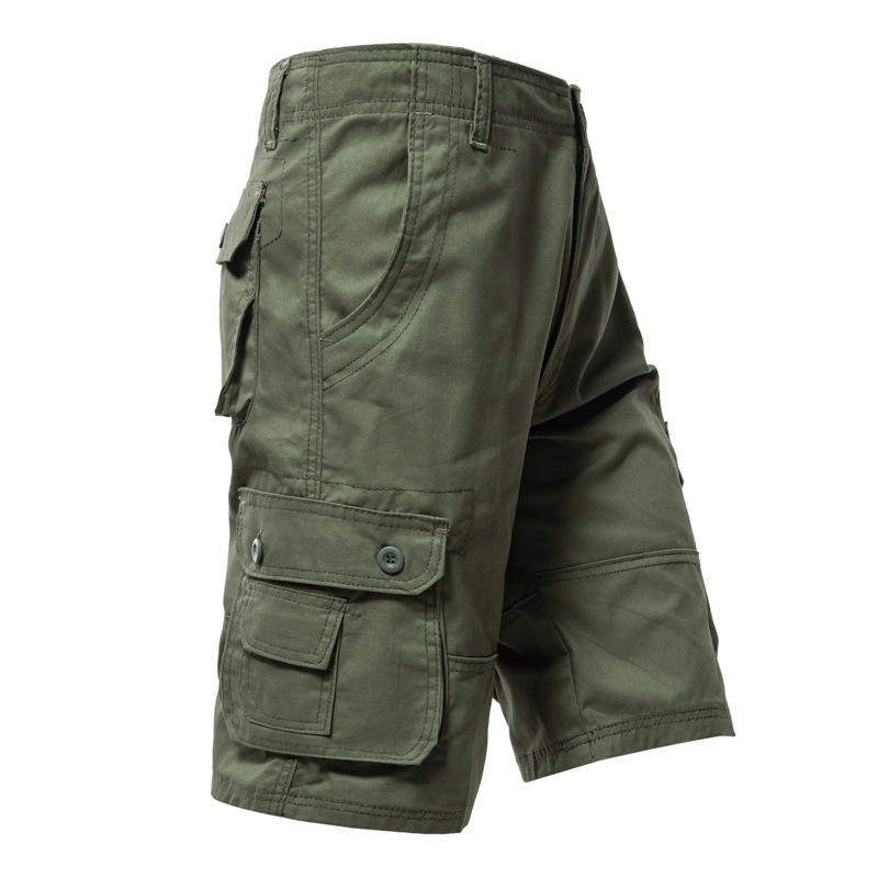 Cross-Border Amazon New Men's Solid Color Loose Multi-Pocket Five-Pocket Cargo Pants Plus Size Fashion Casual Straight-Leg Pants