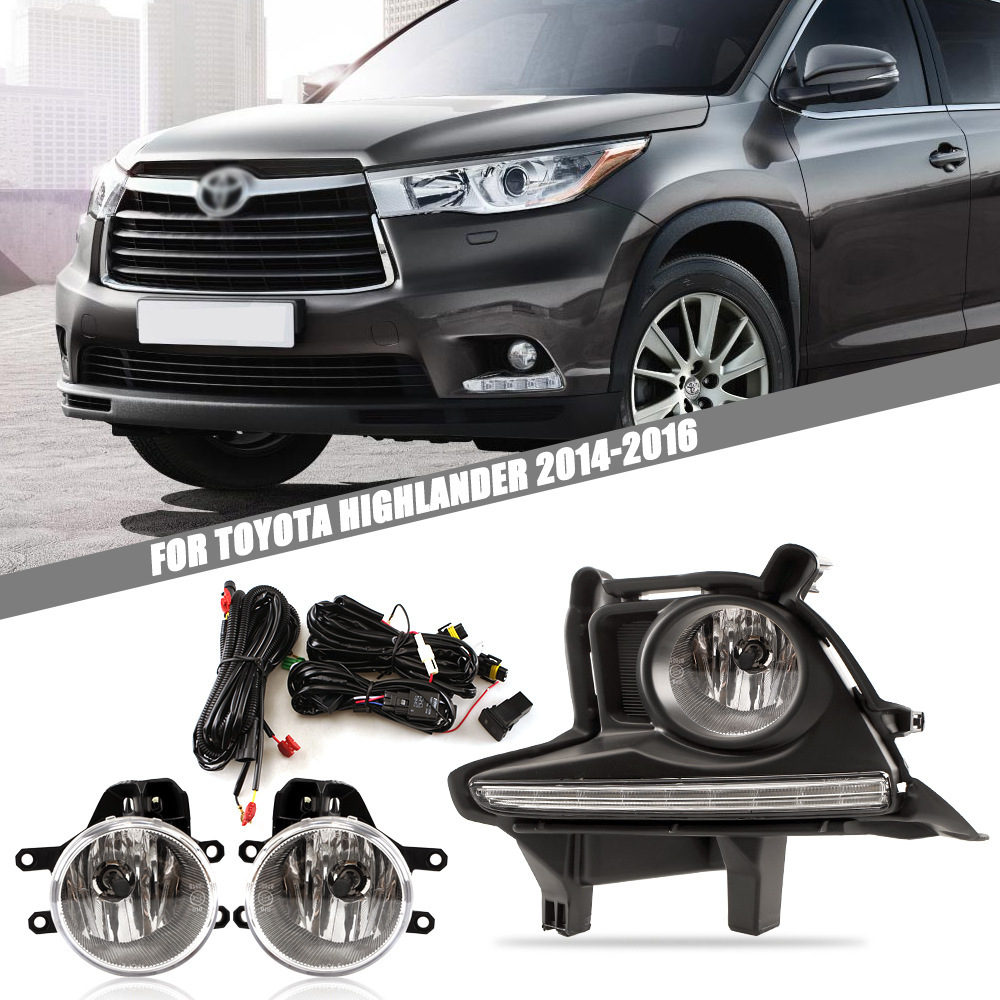 Aplicable a TOYOTA 14 15 16 Highlander conjunto de lámpara de niebla delantera LED diurna lámpara de niebla de barra delantera