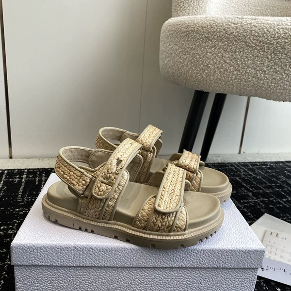 Guangzhou D's 2025 весенне-летние стеганые двухсимвольные сандалии с электрической вышивкой и липучкой на толстой подошве для женских пляжных сандалий