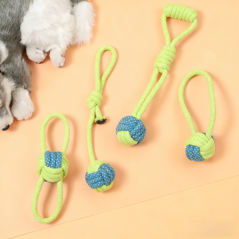Juego de juguetes para perros y gatos, juguete de cuerda de algodón resistente a mordidas con nudo de bola, juguete para limpiar los dientes, suministros transfronterizos para mascotas, juguetes para perros