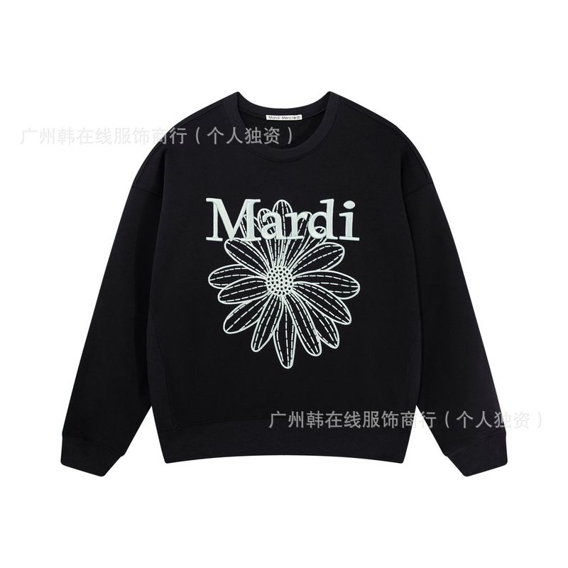 韩国卫衣印花菊花金高银女同款刺绣圆领常规卫衣潮牌春秋冬毛圈|undefined