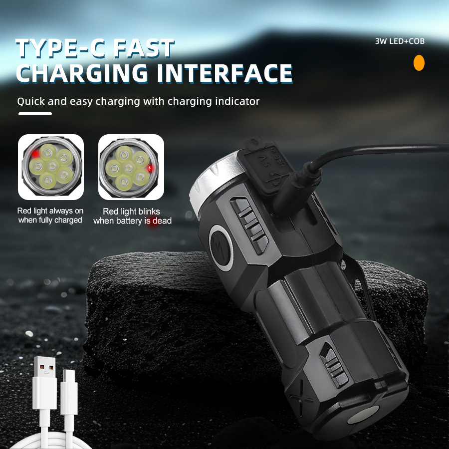 Nueva iluminación al aire libre transfronteriza linterna multifuncional de luz alta, lámpara de sujeción magnética móvil, linterna de luz alta