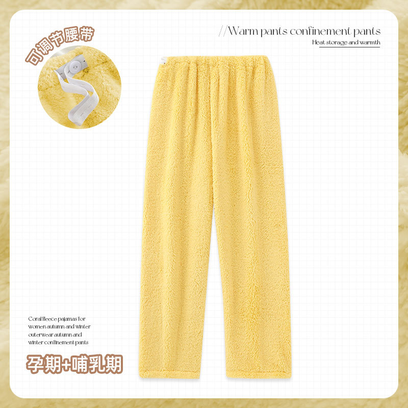 Chuxi Wholesale Class A Pants Winter fleece-lined Thickened Adjustable Belt Pregnant Women Can Wear Pajama Pants during Pregnancy