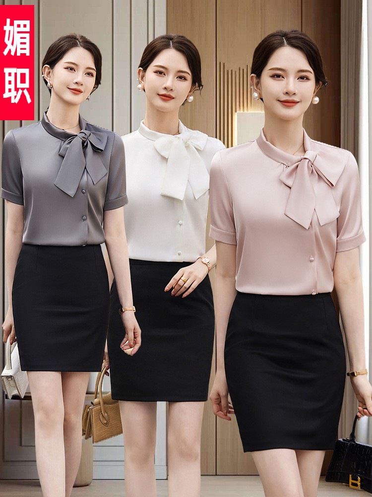 Summer elegant professional shirt with bow for leisure
