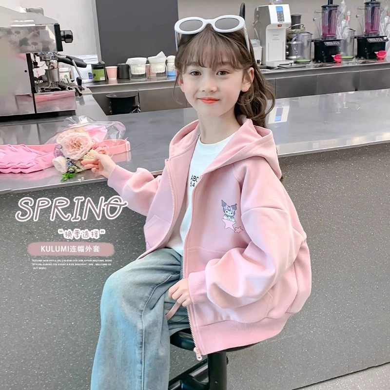 Куртка для девочек трендовая иностранная одежда для детей кулуми весна тонкий маленький спортивный топ с капюшоном