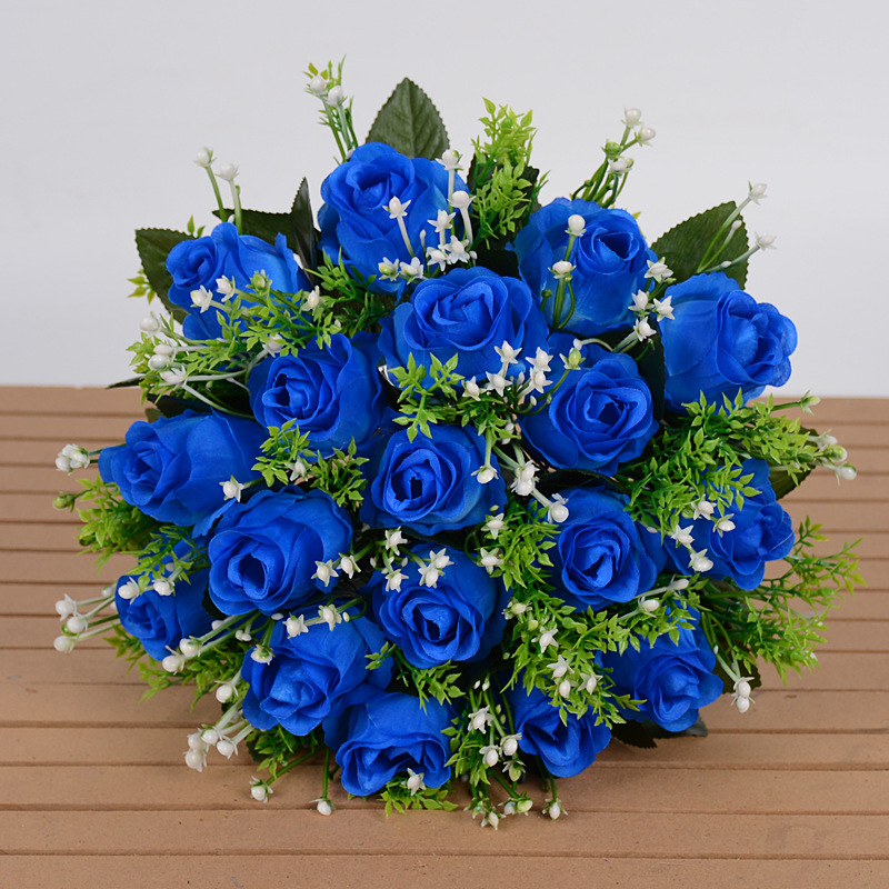 Ramo de flores artificiales de seda, decoración de boda o salón, ramo de rosas elegante