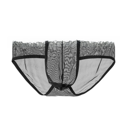 Men's ice silk transparent thin mesh single-layer U-shaped pouch low-rise breathable sporty sexy triangle underwear