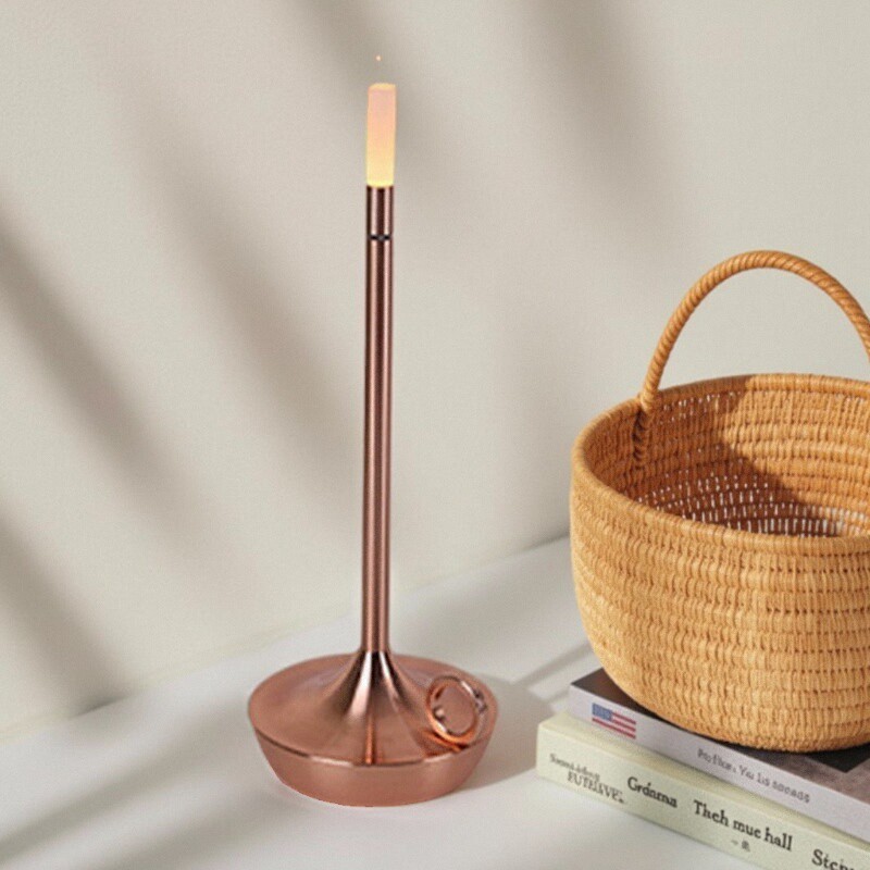 充電タッチキャンドル雰囲気ナイトライトシンプルなキャンドル金属電気スタンドLEDレストラン寝室リビングベッドヘッドライト|undefined