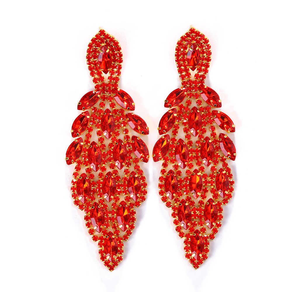 Retro Water Droplets Alloy Rhinestone Drop Earrings Crystal Earrings 1 Pair