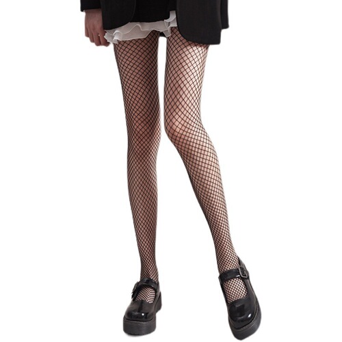Cross-border high-elastic super-thin fishnet black silk female sexy one-piece fishnet pantyhose lace medium large mesh leggings 73