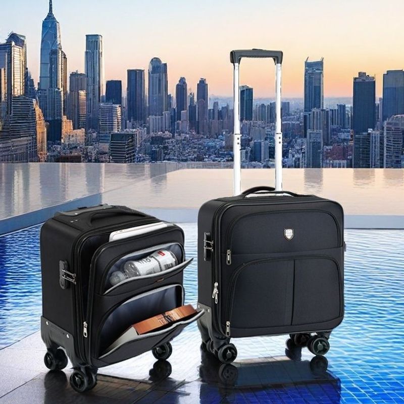 Oxford cloth carry-on suitcase, lightweight luggage, business mini travel suitcase, small airline and train attendant rolling suitcase