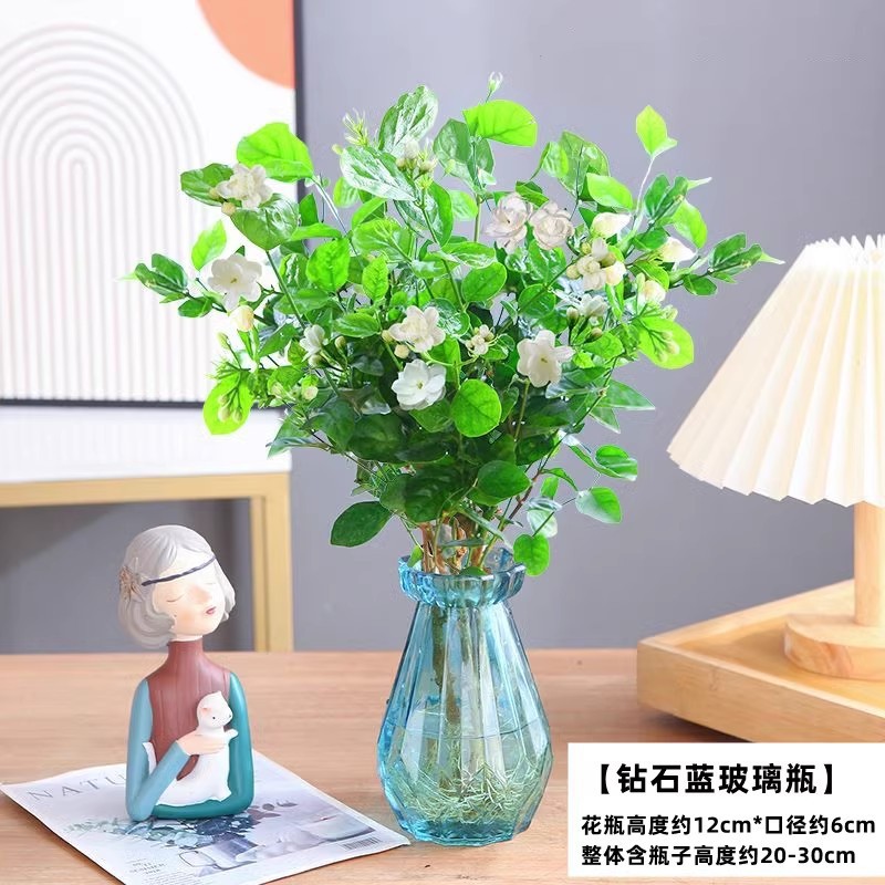 [수경재배 추천] 자스민 꽃 5개(다이아몬드 블루 유리병) 선택 및 무료 영양액