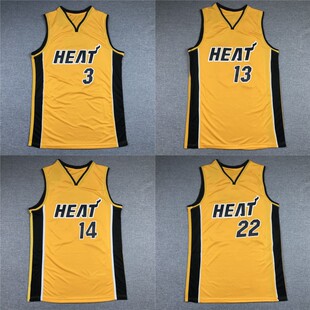 Basketball jersey Heat yellow bonus version 3#13#14#22# embroidered basketball uniform Heat jersey