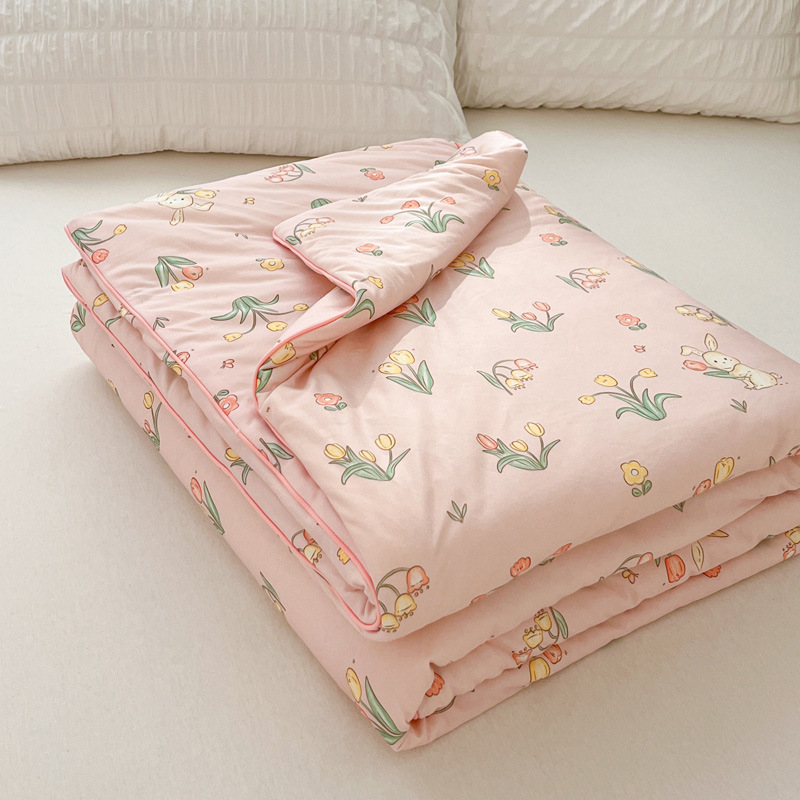 Edredón fresco de verano de algodón de punto de fibra de soja de clase A, colcha fina de verano para niños lavable a máquina, colcha de aire acondicionado de primavera y otoño de verano