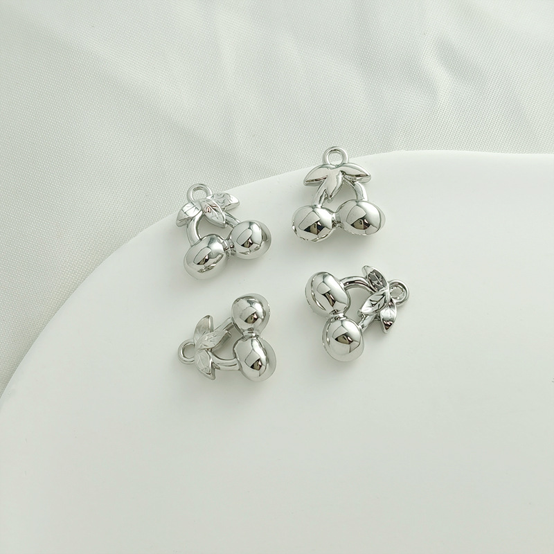 Pendant Jewelry Making Type 10 PCS/Package Alloy Square Cherry Pendant